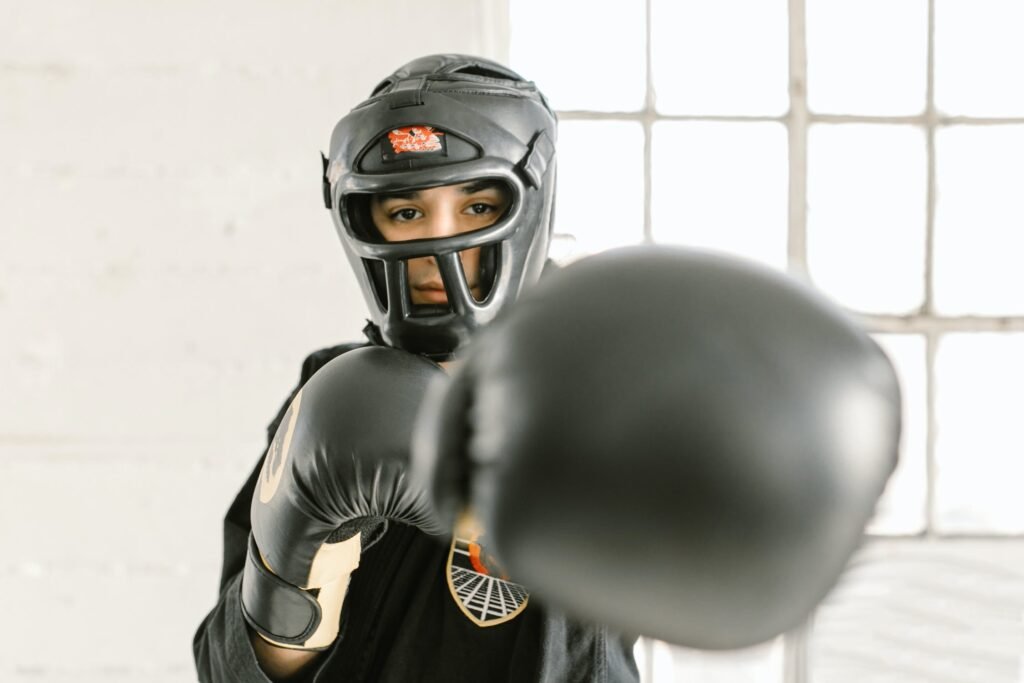 a boy with taekwondo equipment 2