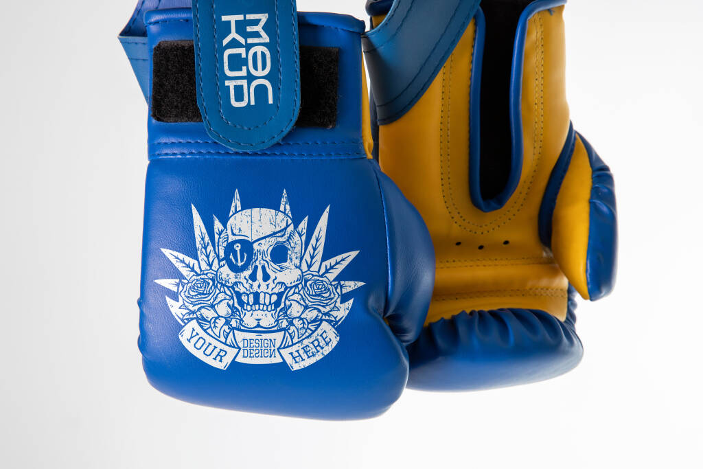 colored branded boxing gloves