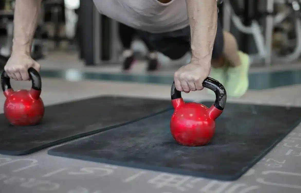 Arm workout with a kettlebell set