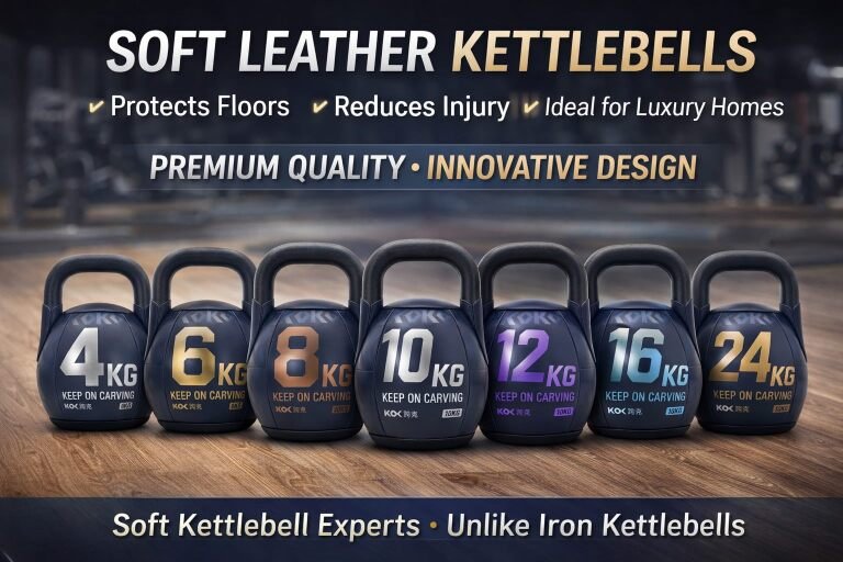 Poweraptor soft leather kettlebell lineup for commercial gym and wholesale buyers